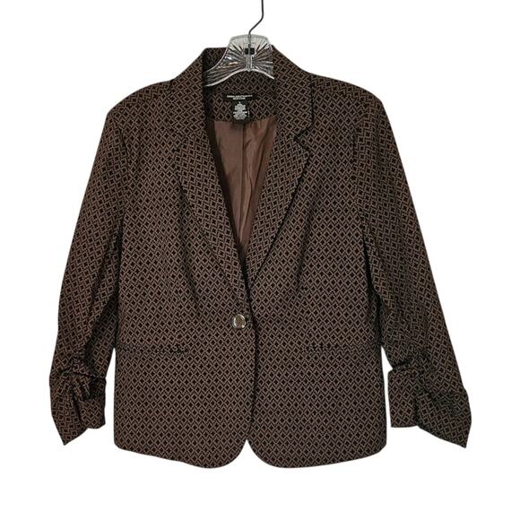 Linda Matthews New York Blazer Women's Large Fitted Jacket One Button Fall Work - Picture 1 of 8